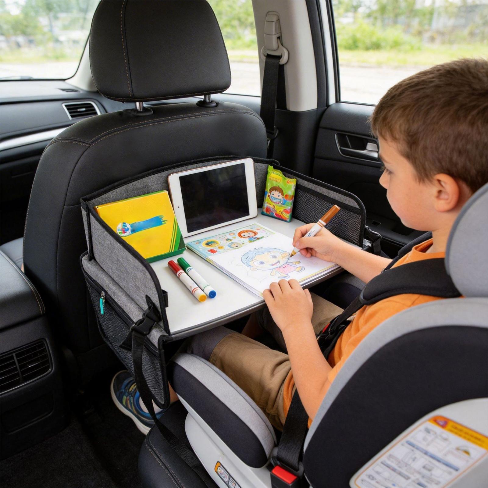 Bandeja de viaje para niños co - Car Seat Organizer reseña y precio